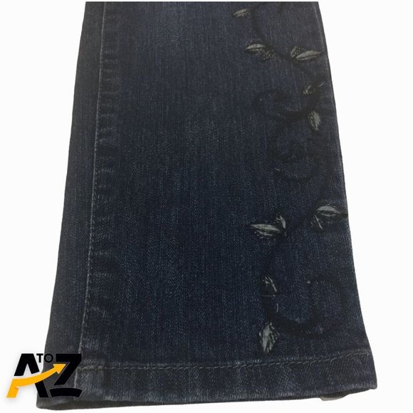 Style & Co Denim Womens Pants SIze 8 Petite Straight Leg Ankle Pockets Flower - Picture 4 of 13